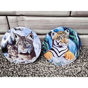 Eric VanRaemdnock Vintage Pinback Button White Tiger Cub 1998 Set of 2